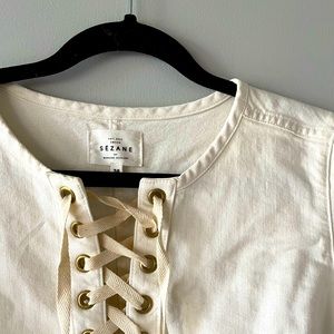 Sezane lace front top cotton US size 4 (uk 38)